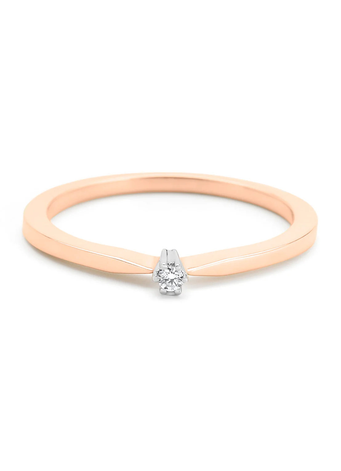 Roségouden solitairring, 0.02 ct diamant, Groeibriljant - Image 3